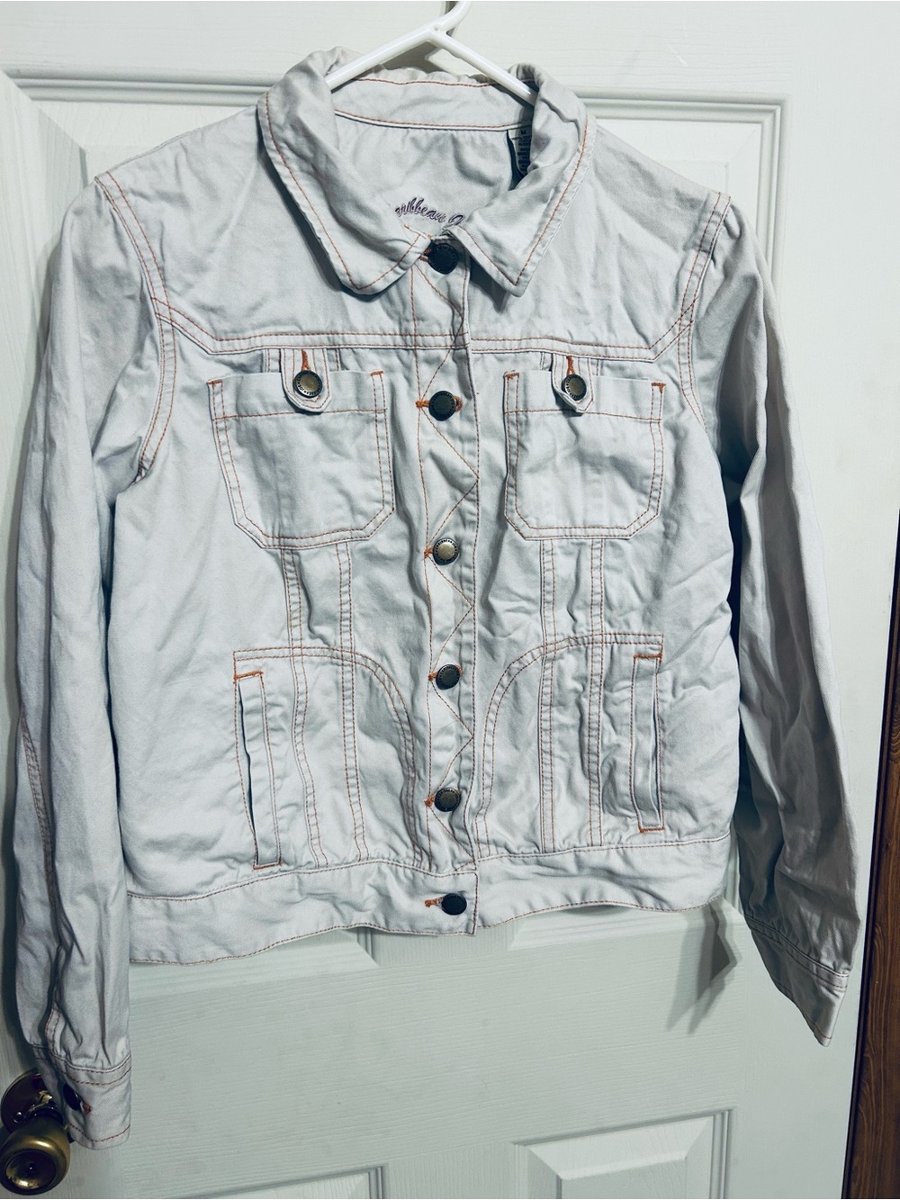 Caribbean Joe Pale Denim Jacket with Contrast Stitching